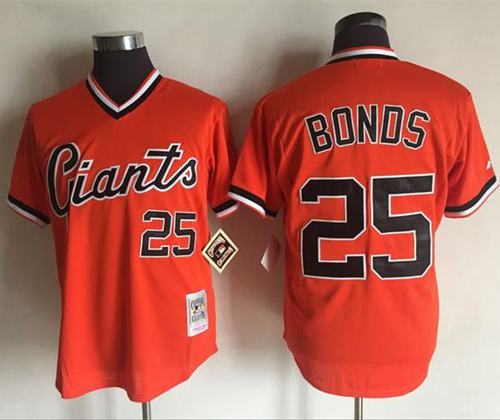 Mitchell And Ness Giants #25 Barry Bonds Orange Throwback Stitched MLB jerseys